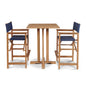 Director Teak Patio Square Bar Height Dining Set 3PC-Outdoor Dining Sets-HiTeak-Blue-LOOMLAN