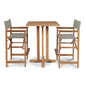 Director Teak Patio Square Bar Height Dining Set 3PC-Outdoor Dining Sets-HiTeak-Taupe-LOOMLAN