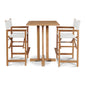 Director Teak Patio Square Bar Height Dining Set 3PC-Outdoor Dining Sets-HiTeak-White-LOOMLAN