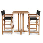 Director Teak Patio Square Bar Height Dining Set 3PC-Outdoor Dining Sets-HiTeak-Black-LOOMLAN