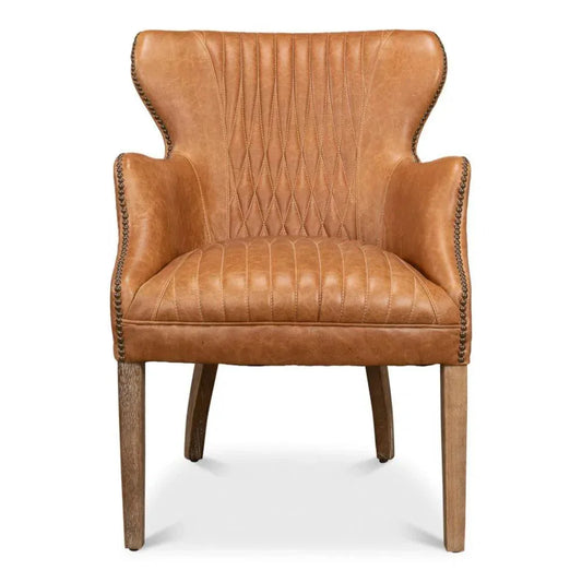 Disel Single Leather Accent Chair - LOOMLAN - Sarreid - Accent Chairs