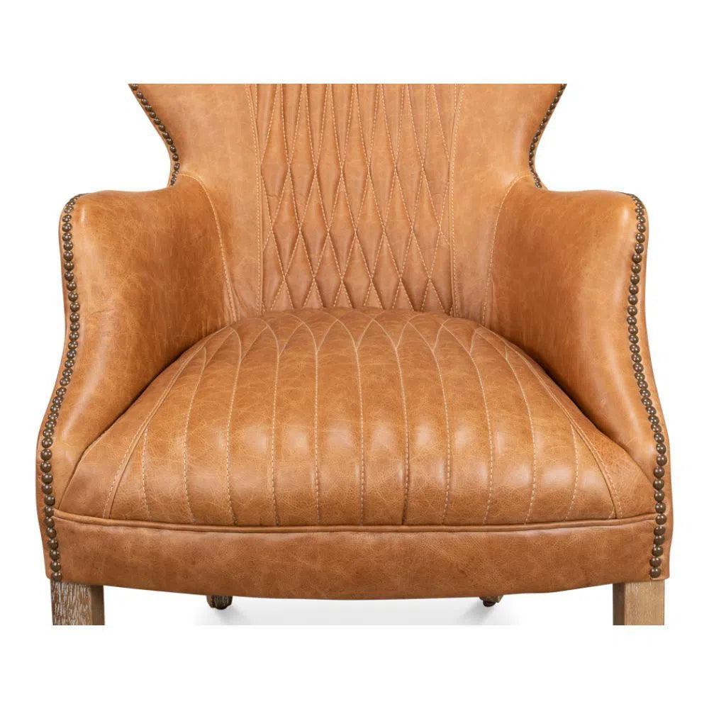 Disel Single Leather Accent Chair - LOOMLAN - Sarreid - Accent Chairs