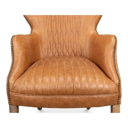 Disel Single Leather Accent Chair - LOOMLAN - Sarreid - Accent Chairs