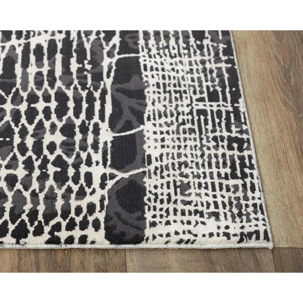 Dish Abstract Black Kitchen Hallway Runner Rug - LOOMLAN - LOOMLAN - Area Rugs