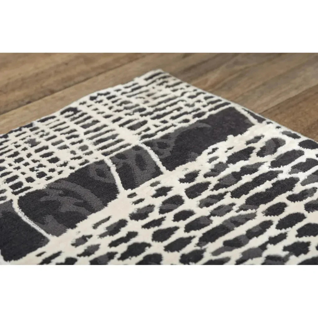Dish Abstract Black Kitchen Hallway Runner Rug - LOOMLAN - LOOMLAN - Area Rugs
