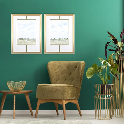 Distant View Green Framed Wall Art 2PC