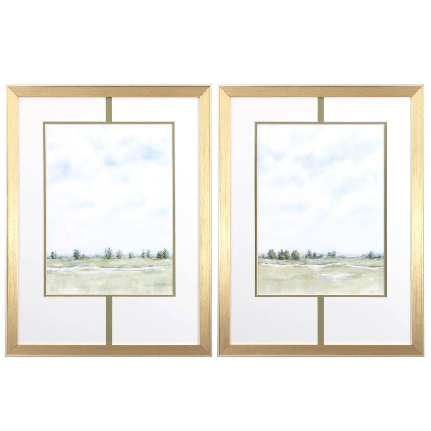 Distant View Green Framed Wall Art 2PC