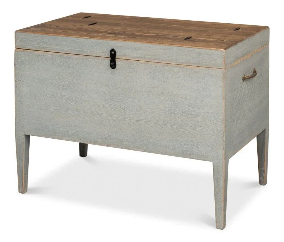 Trunk Wooden Grey Side Table - LOOMLAN - Sarreid - Side Tables