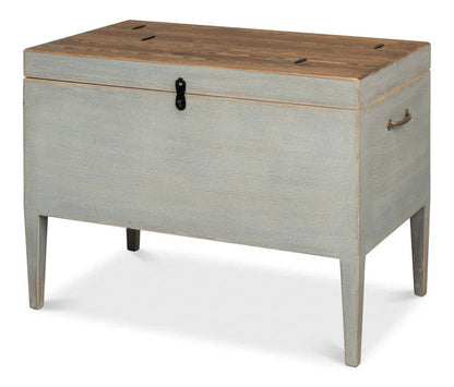 Trunk Wooden Grey Side Table - LOOMLAN - Sarreid - Side Tables