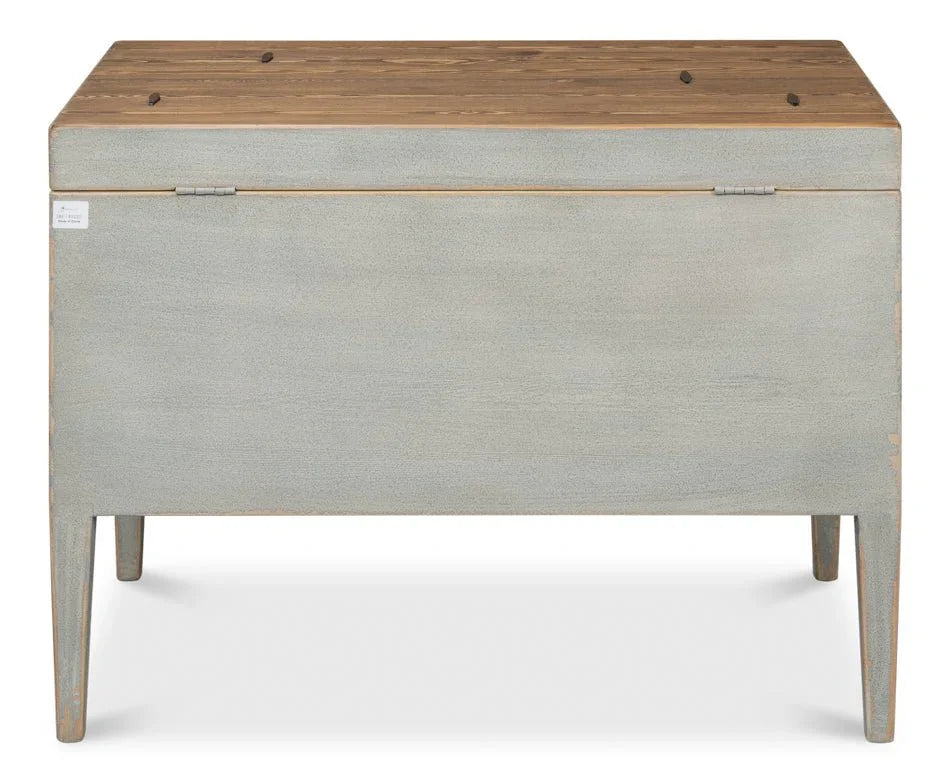 Trunk Wooden Grey Side Table - LOOMLAN - Sarreid - Side Tables