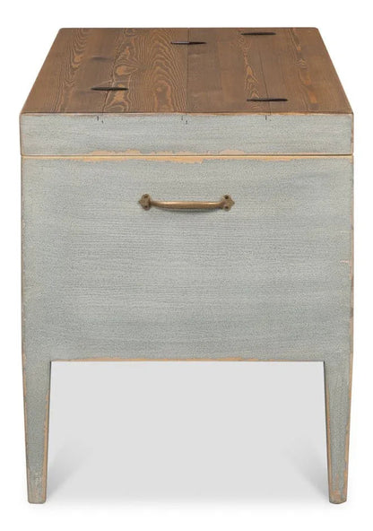 Trunk Wooden Grey Side Table - LOOMLAN - Sarreid - Side Tables