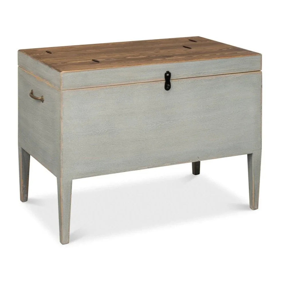 Trunk Wooden Grey Side Table - LOOMLAN - Sarreid - Side Tables