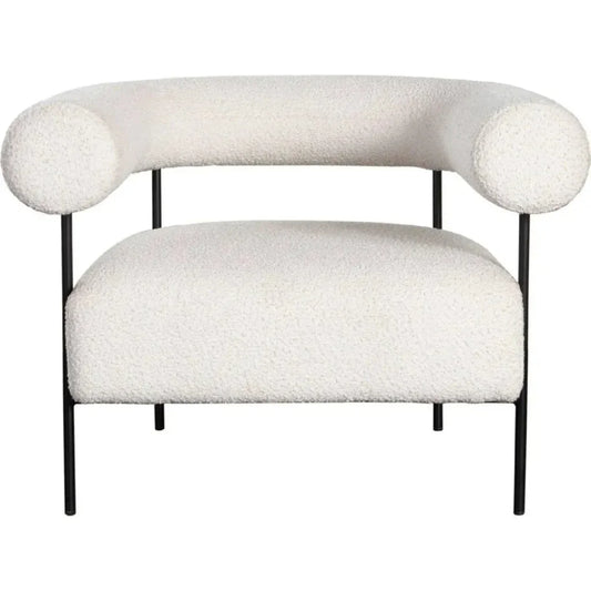 District Accent Chair in Ivory Boucle Fabric - LOOMLAN - Diamond Sofa - Accent Chairs