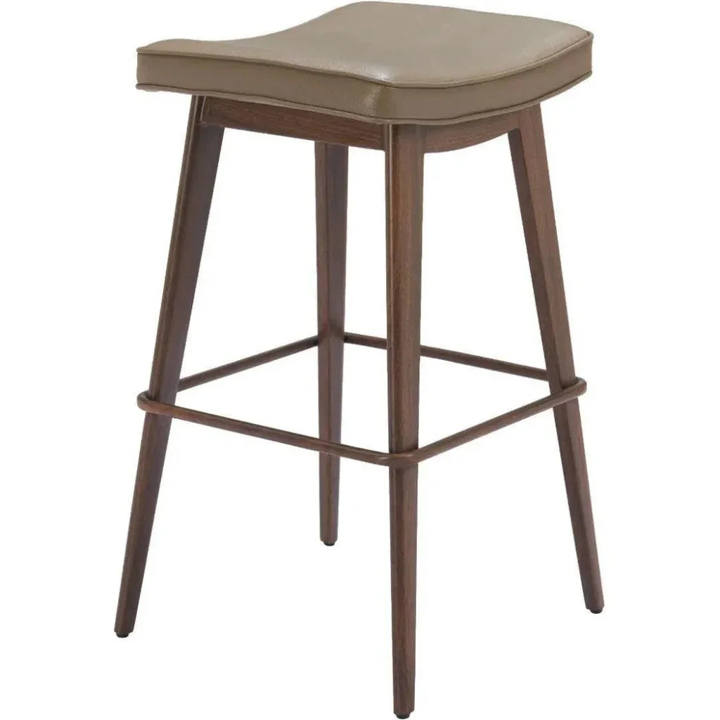 Divat Wood and Steel Taupe Barstool 2PC - LOOMLAN - Zuo Modern - Bar Stools