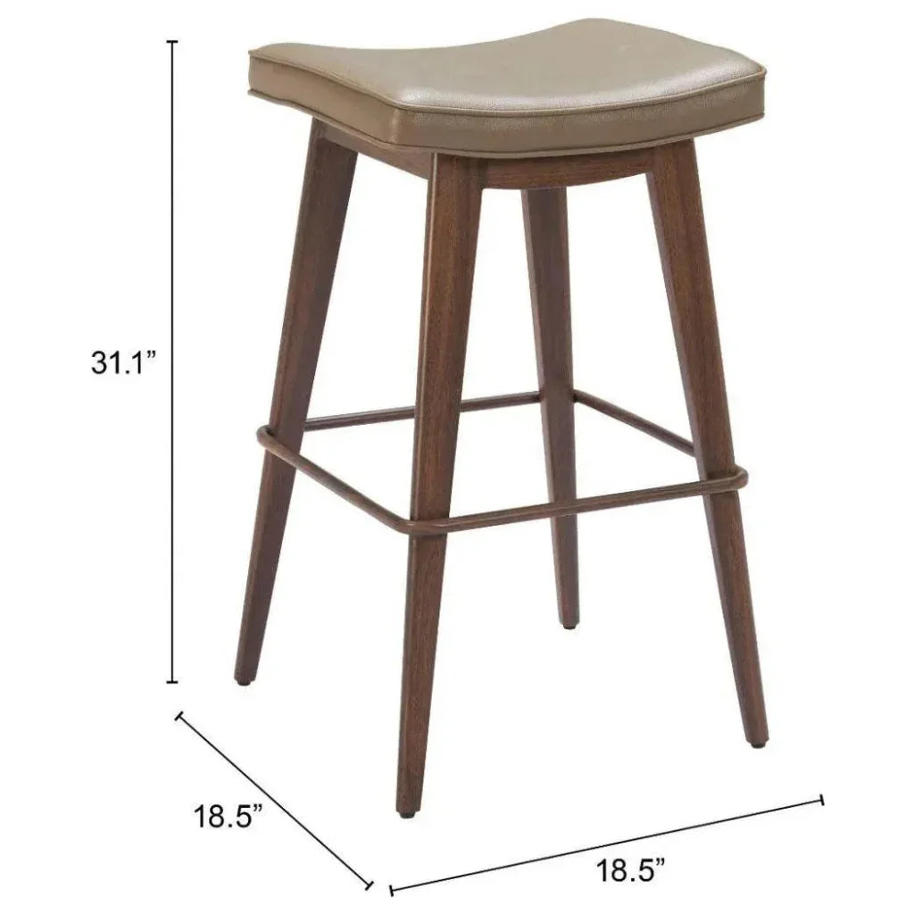 Divat Wood and Steel Taupe Barstool 2PC - LOOMLAN - Zuo Modern - Bar Stools