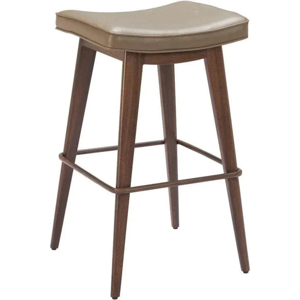 Divat Wood and Steel Taupe Barstool 2PC - LOOMLAN - Zuo Modern - Bar Stools