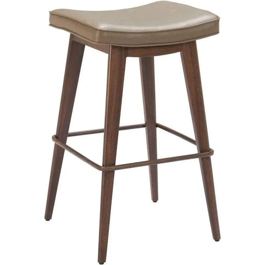 Divat Wood and Steel Taupe Barstool 2PC - LOOMLAN - Zuo Modern - Bar Stools