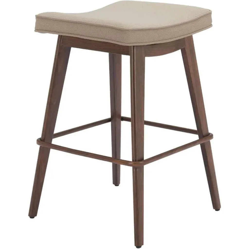 Divat Wood and Steel Beige Counter Stool 2PC - LOOMLAN - Zuo Modern - Counter Stools