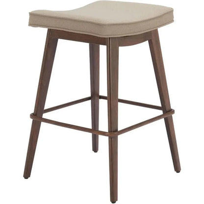 Divat Wood and Steel Beige Counter Stool 2PC - LOOMLAN - Zuo Modern - Counter Stools