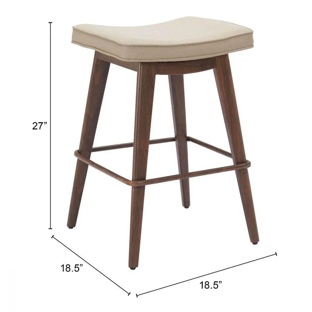Divat Wood and Steel Beige Counter Stool 2PC - LOOMLAN - Zuo Modern - Counter Stools