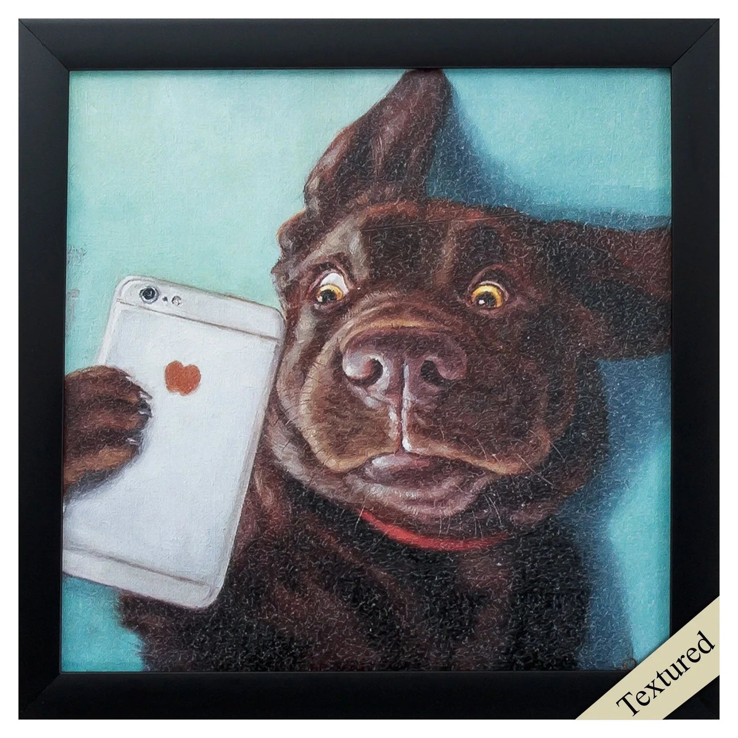 Dog Selfie Neutral Framed Wall Art