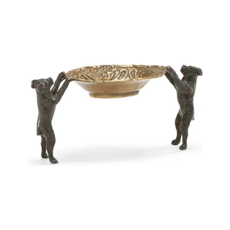 Dogs Bearing Dish Antique Bronze Sculpture - LOOMLAN - Wildwood - Statues & Sculptures