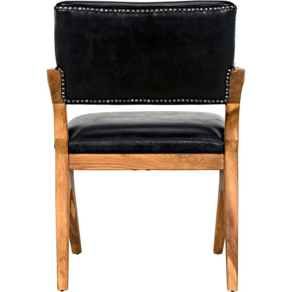 Dolores Chair, Teak with Leather - LOOMLAN - Noir - Dining Chairs