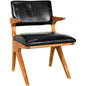 Dolores Chair, Teak with Leather - LOOMLAN - Noir - Dining Chairs
