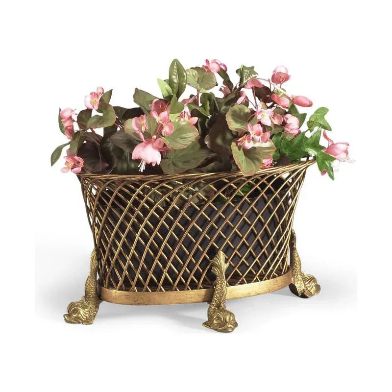 Dolphin Woven Iron Wire Design Planter - LOOMLAN - Chelsea House - Planters
