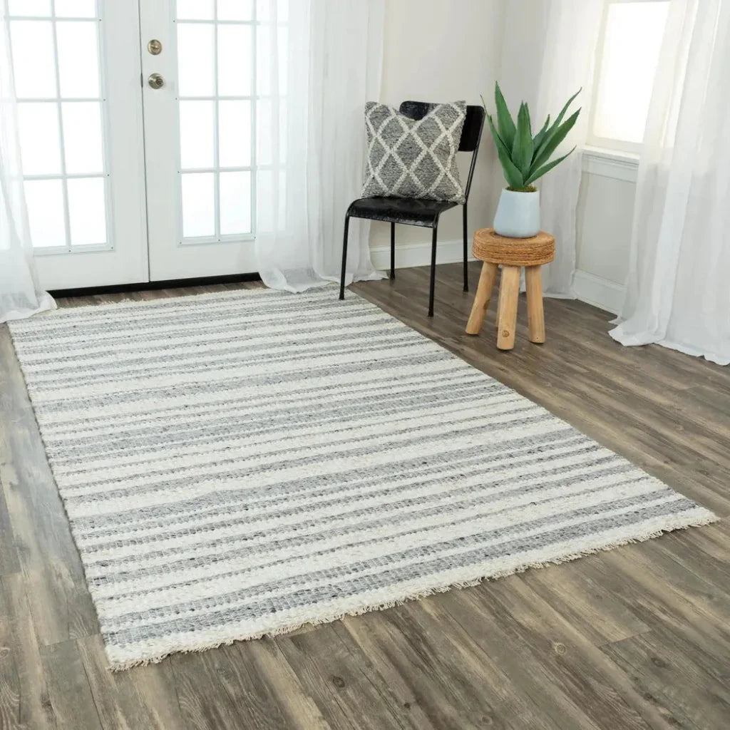 Doma Stripe Gray Area Rugs For Living Room - LOOMLAN - LOOMLAN - Area Rugs