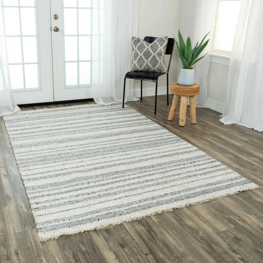 Doma Stripe Gray Area Rugs For Living Room - LOOMLAN - LOOMLAN - Area Rugs
