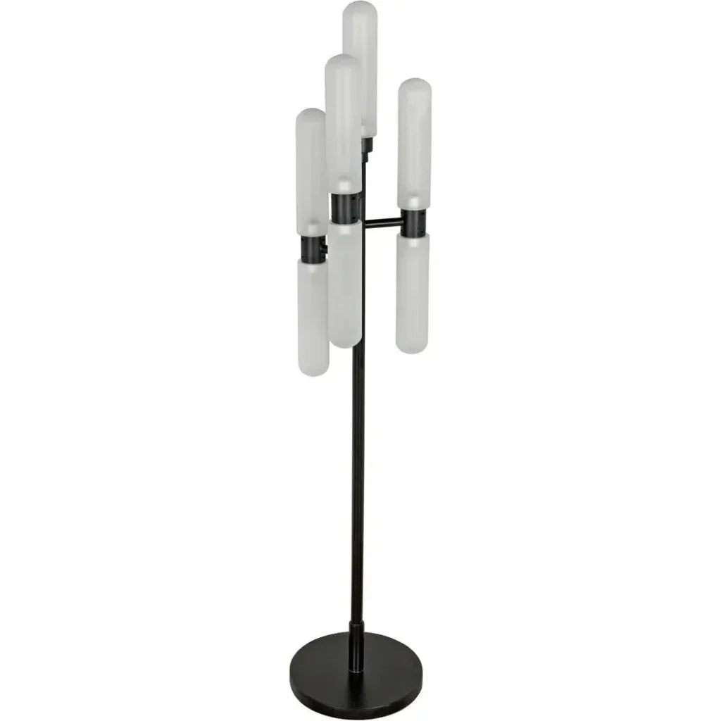 Dominique Floor Lamp, Black Metal-Floor Lamps-Noir-LOOMLAN
