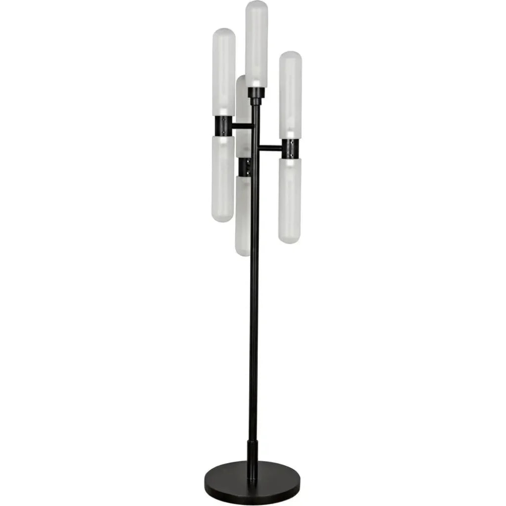 Dominique Floor Lamp, Black Metal-Floor Lamps-Noir-LOOMLAN