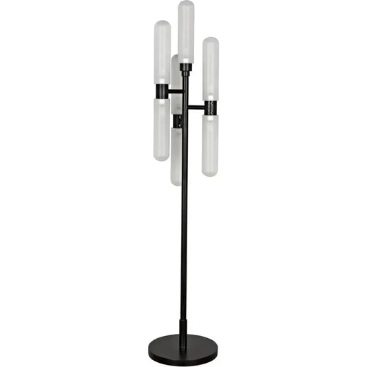 Dominique Floor Lamp, Black Metal-Floor Lamps-Noir-LOOMLAN