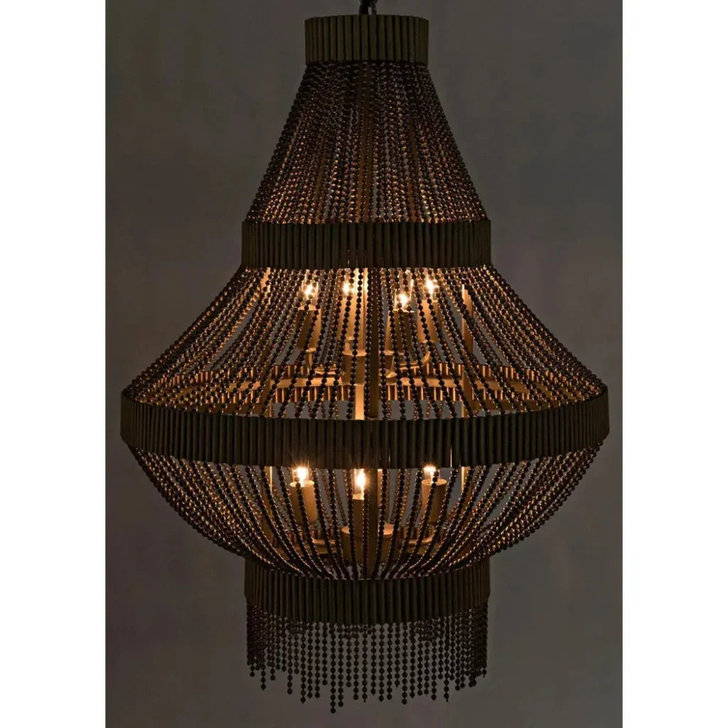 Domo Metal Chandelier With Brass Finish - LOOMLAN - Noir - Chandeliers