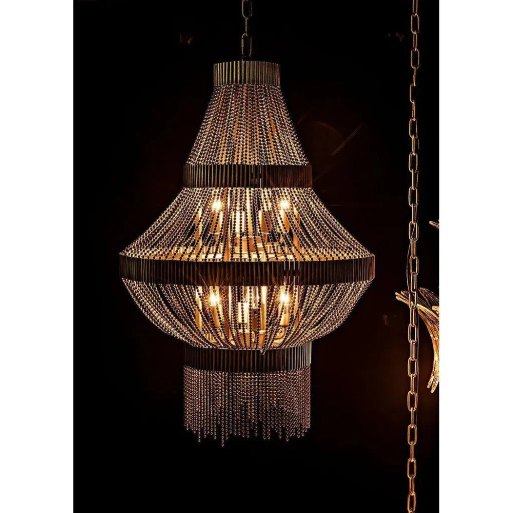 Domo Metal Chandelier With Brass Finish - LOOMLAN - Noir - Chandeliers