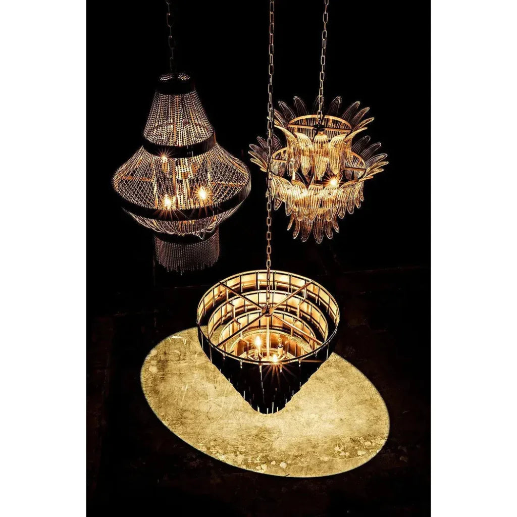 Domo Metal Chandelier With Brass Finish - LOOMLAN - Noir - Chandeliers