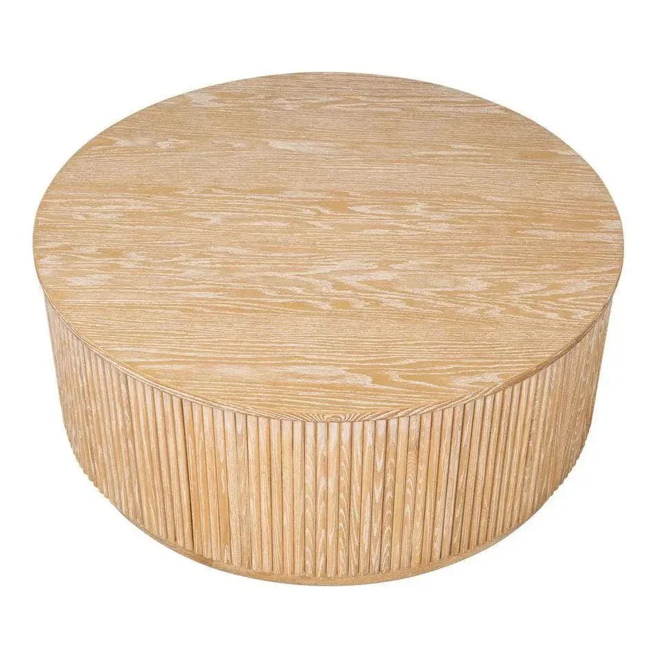 Donald Wood Brown Round Cocktail Table - LOOMLAN - Sarreid - Coffee Tables