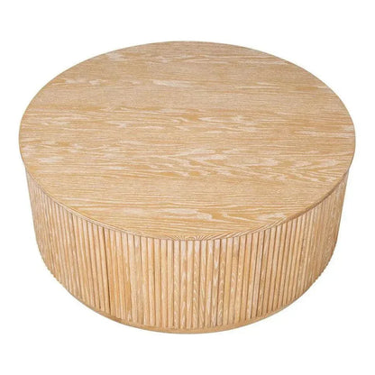 Donald Wood Brown Round Cocktail Table - LOOMLAN - Sarreid - Coffee Tables