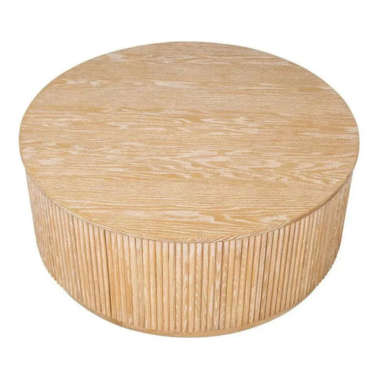 Donald Wood Brown Round Cocktail Table - LOOMLAN - Sarreid - Coffee Tables