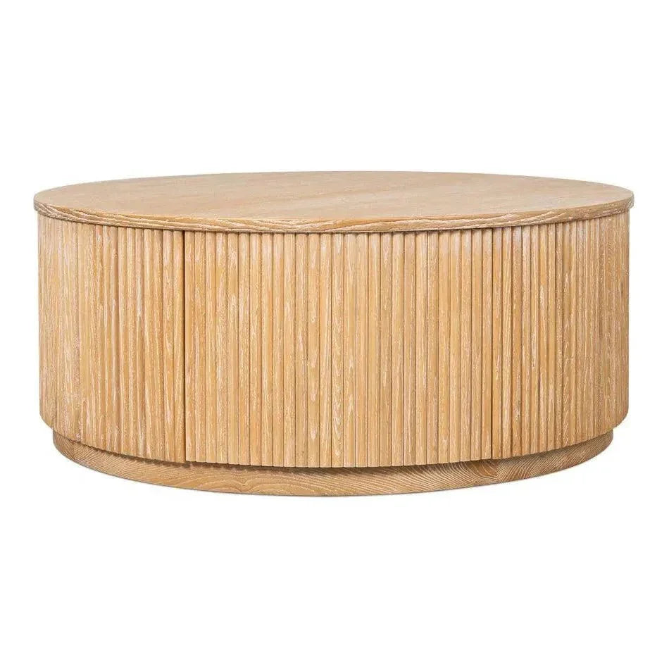 Donald Wood Brown Round Cocktail Table - LOOMLAN - Sarreid - Coffee Tables