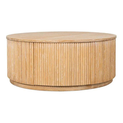 Donald Wood Brown Round Cocktail Table - LOOMLAN - Sarreid - Coffee Tables