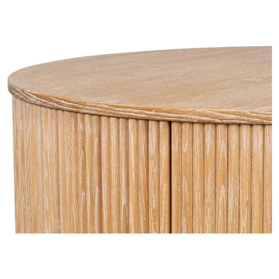 Donald Wood Brown Round Cocktail Table - LOOMLAN - Sarreid - Coffee Tables