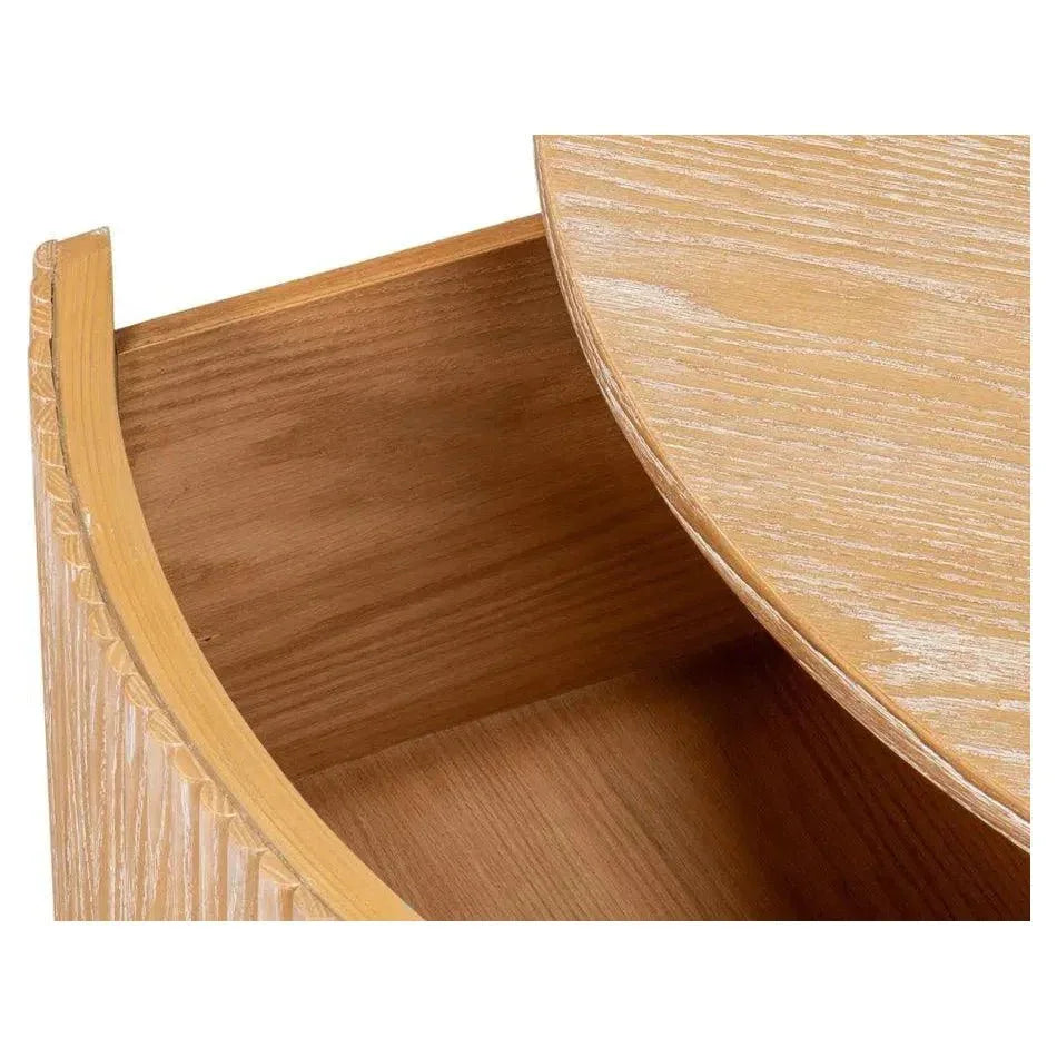 Donald Wood Brown Round Cocktail Table - LOOMLAN - Sarreid - Coffee Tables