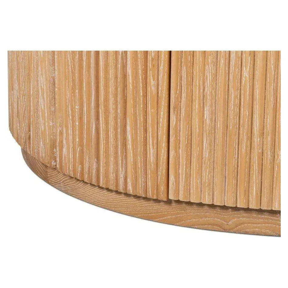 Donald Wood Brown Round Cocktail Table - LOOMLAN - Sarreid - Coffee Tables