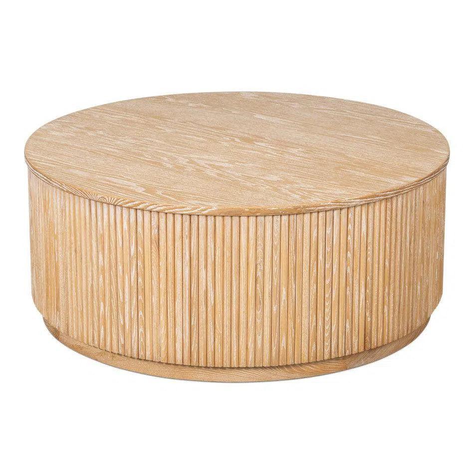 Donald Wood Brown Round Cocktail Table - LOOMLAN - Sarreid - Coffee Tables