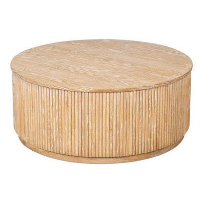 Donald Wood Brown Round Cocktail Table - LOOMLAN - Sarreid - Coffee Tables
