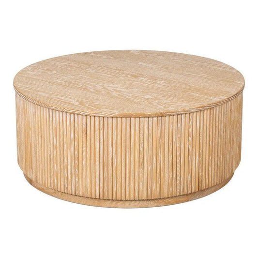 Donald Wood Brown Round Cocktail Table - LOOMLAN - Sarreid - Coffee Tables