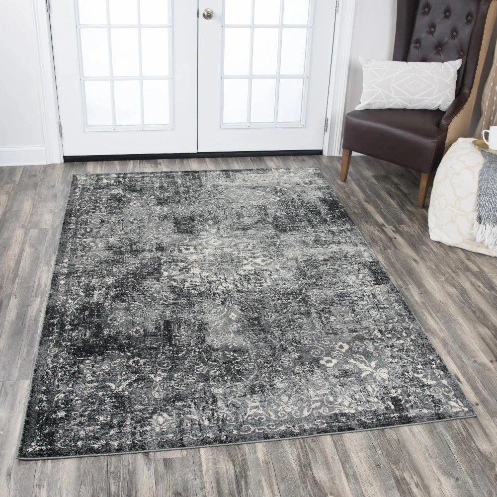 Dont Central Medallion Gray Kitchen Hallway Runner Rug - LOOMLAN - LOOMLAN - Area Rugs