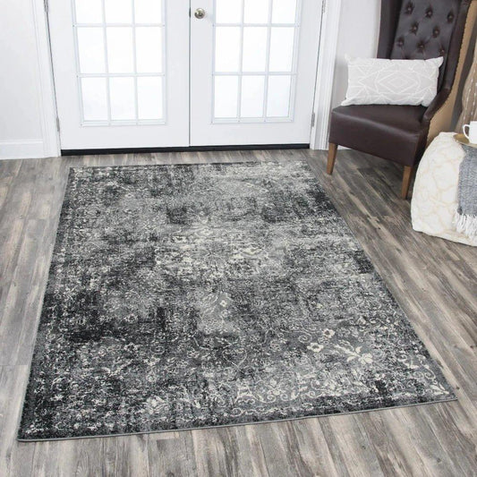 Dont Central Medallion Gray Kitchen Hallway Runner Rug - LOOMLAN - LOOMLAN - Area Rugs